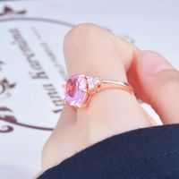 New Pink Diamond Rose Gold Drop Pear Shaped Ring European And American Simple Ring Female main image 6
