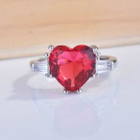 Classic Simulation Pigeon Blood Red Heart-shaped Ring European And American Open Ring main image 1