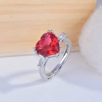 Classic Simulation Pigeon Blood Red Heart-shaped Ring European And American Open Ring main image 3