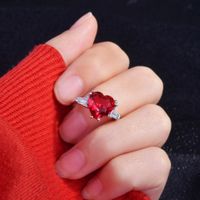 Classic Simulation Pigeon Blood Red Heart-shaped Ring European And American Open Ring main image 5