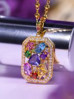 Romantic Colorful Gemstone Ring Full Of Tanzanite Pendant Necklace Set main image 5