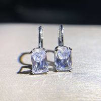 Simulation Moissan Diamond Earrings Square Diamond Copper Earrings main image 1