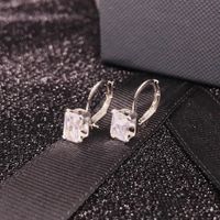 Simulation Moissan Diamond Earrings Square Diamond Copper Earrings main image 6