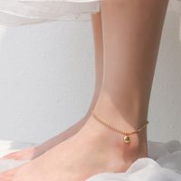 Beads Round Letter Good Luck Small Gold Bean Anklet Titanium Steel Foot Ornament main image 4