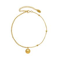 Beads Round Letter Good Luck Small Gold Bean Anklet Titanium Steel Foot Ornament main image 6
