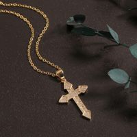 New Fashion Copper Inlaid Zircon Cross Pendant Necklace Sweater Chain Wholesale main image 4