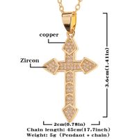 New Fashion Copper Inlaid Zircon Cross Pendant Necklace Sweater Chain Wholesale main image 5