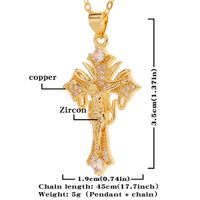 Religious Copper Inlaid Zircon Cross Pendant Jesus Design Necklace Clavicle Chain main image 5