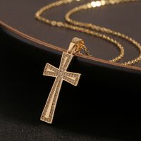 New Copper Micro-inlaid Zircon Cross Pendant Geometric Necklace Wholesale main image 1