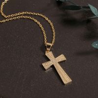 New Copper Micro-inlaid Zircon Cross Pendant Geometric Necklace Wholesale main image 4