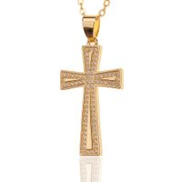 New Copper Micro-inlaid Zircon Cross Pendant Geometric Necklace Wholesale main image 6