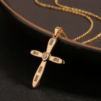 New Simple Jewelry Copper Cross Pendant Retro Necklace Clavicle Chain Wholesale main image 1
