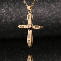 New Simple Jewelry Copper Cross Pendant Retro Necklace Clavicle Chain Wholesale main image 3