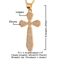 Simple Jewelry Copper Inlaid Zircon Cross Pendant Necklace Sweater Chain main image 5