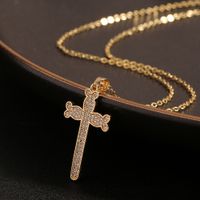 Simple Jewelry Copper Inlaid Zircon Cross Hundred Matching Ornaments Cross-border Necklace main image 1