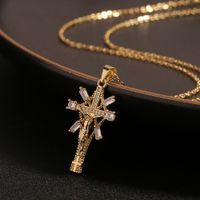 New Jewelry Copper Micro-inlaid Zircon Cross Pendant Fashion Retro Necklace main image 1