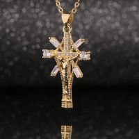 New Jewelry Copper Micro-inlaid Zircon Cross Pendant Fashion Retro Necklace main image 3