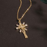 New Jewelry Copper Micro-inlaid Zircon Cross Pendant Fashion Retro Necklace main image 4
