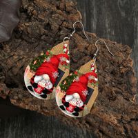 New Christmas Leather Santa Claus Double-sided Printed Leather Earrings main image 4