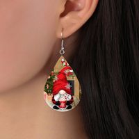 New Christmas Leather Santa Claus Double-sided Printed Leather Earrings main image 6