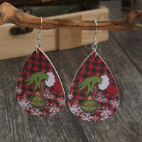 Christmas Letter Leather Snowflake Double Side Earrings Wholesale main image 3