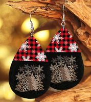 Christmas Tree Letter Pu Double-sided Printing Leopard Pattern Leather Earrings main image 3