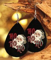Christmas Tree Letter Pu Double-sided Printing Leopard Pattern Leather Earrings main image 2