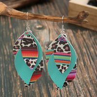 New Multi-layer S-shaped Colorful Leopard Print Leather Earrings main image 1