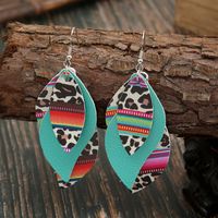 New Multi-layer S-shaped Colorful Leopard Print Leather Earrings main image 4