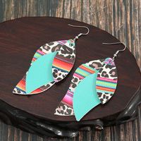 New Multi-layer S-shaped Colorful Leopard Print Leather Earrings main image 5