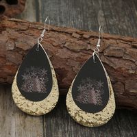 Christmas Water Drop Double Sequined Leopard Print Christmas Tree Pu Earrings Wholesale main image 3