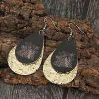 Christmas Water Drop Double Sequined Leopard Print Christmas Tree Pu Earrings Wholesale main image 4