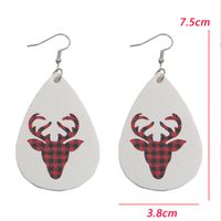 New Christmas Red Lattice Small Elk Pattern Leather Earrings Wholesale main image 4