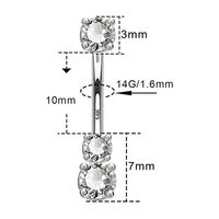 New Sexy 4 Claws Three Zircon Belly Button Ring Diamond Belly Button Nail Piercing Jewelry main image 3