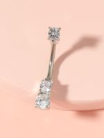 New Sexy 4 Claws Three Zircon Belly Button Ring Diamond Belly Button Nail Piercing Jewelry main image 6