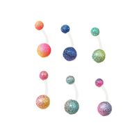 New Acrylic Frosted Transparent Rod Colorful Pattern 6-piece Belly Button Nail Belly Button Ring main image 1
