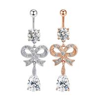 New Bows Water Drop Zircon Umbilical Nail Belly Button Piercing Jewelry Belly Button Ring main image 1