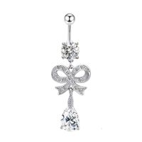 New Bows Water Drop Zircon Umbilical Nail Belly Button Piercing Jewelry Belly Button Ring main image 3