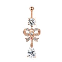 New Bows Water Drop Zircon Umbilical Nail Belly Button Piercing Jewelry Belly Button Ring main image 4