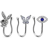 Fashion Geometric Butterfly Fake Nose Ring Three-piece Nose Clip Nose Ring main image 1