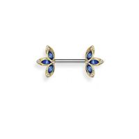 New Product Clover Symmetrical Diamond-studded Flower Breast Ring Piercing Jewelry sku image 1