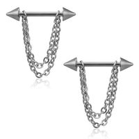 Fashion Geometric Stainless Steel Jewelry Chain Pendant Barbell Breast Ring sku image 2
