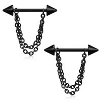 Fashion Geometric Stainless Steel Jewelry Chain Pendant Barbell Breast Ring sku image 4