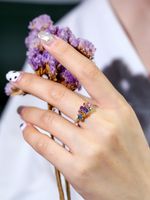 Romantic Colorful Gemstone Ring Full Of Tanzanite Pendant Necklace Set sku image 1