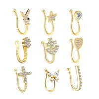 Jewelry Wholesale Non-perforation 9-piece Nose Ring Nose Clip Anti-allergic Rhinestone Nose Ring sku image 2