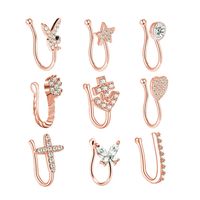 Jewelry Wholesale Non-perforation 9-piece Nose Ring Nose Clip Anti-allergic Rhinestone Nose Ring sku image 3