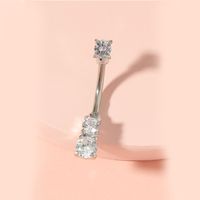 New Sexy 4 Claws Three Zircon Belly Button Ring Diamond Belly Button Nail Piercing Jewelry sku image 1