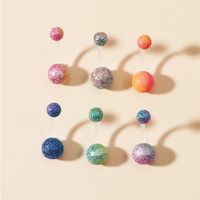 New Acrylic Frosted Transparent Rod Colorful Pattern 6-piece Belly Button Nail Belly Button Ring sku image 1