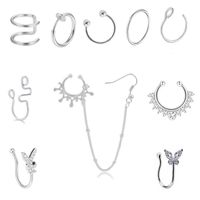 Openings Without Perforation U-shaped Clip Butterfly Nose Nail Nose Chain 10-piece Nose Ring Jewelry sku image 1