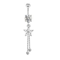 2021 Five-pointed Star Zircon Tassel Belly Button Ring Umbilical Ornament Piercing Jewelry sku image 1